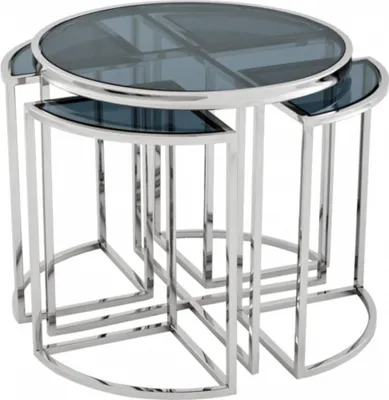 Produktbild von Casa Padrino Luxus Art Deco Designer Beistelltisch 5er Set mit Rauchglas - Luxus Qualität
