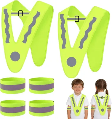 Imagen del producto de Chalecos reflectantes de seguridad, 2 unidades, con 4 bandas reflectantes en forma de V, para bicicleta y para caminar