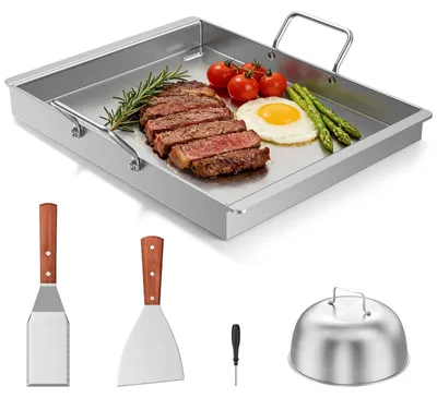 Zdjęcie produktu dla Płyta grillowa ze stali nierdzewnej, wymiary 40 x 30 cm