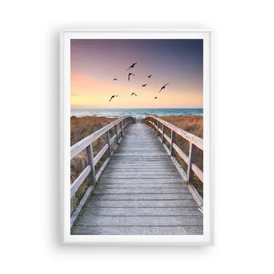 Produktbild von Gerahmtes Poster - Weißer Rahmen - Eintrag auf der Strand - 70x100 cm - Wand Bild - Wanddeko - Wandbilder - Kunstposter - Wandposter - Bilderrahmen - Bilder - Kunstdruck - P2WPA70x100-4647