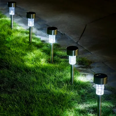 Produktbild von LUMILED 10 Stück Solarleuchten für außen Außenleuchte Solar Gartenleuchte Solarlampe mit Dämmerungssensor Stehleuchte Gartenlicht mit Erdspieß Solarlicht Silber LED IP44 wetterfest Kaltweiß 6500K