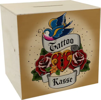 Produktbild von Tattoo Kasse Spardose aus Holz