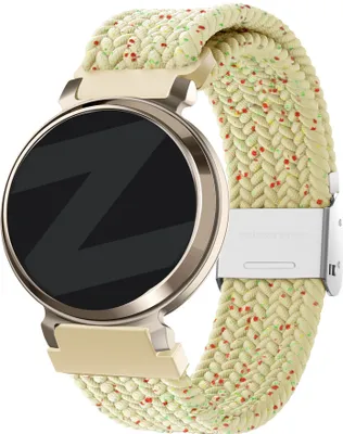 Produktbild von Bandz geflochtenes Nylonband 14 mm – Hochwertiges dehnbares Nylonband mit Klemmverschluss passend für Garmin Lily 2 (nur zweite Version) – Beige-Mix