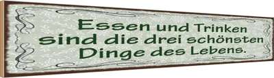 Produktbild von vianmo Holzschild 10x46 cm Essen Trinken 3 schönste Dinge