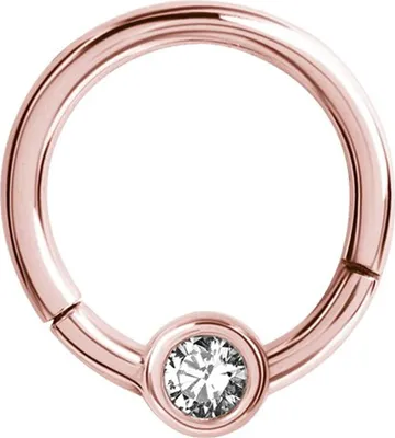 Produktbild von Karisma Hinged Segmentring für Lippe Stein 4mm abgeflacht mit Kristall Elements Weiss- Farbwahl - Roségold