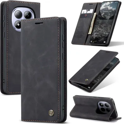 Image de Étui pour Xiaomi Redmi Note 15 Pro 4G, étui en cuirPolyuréthanerétro avec fonction support, noir