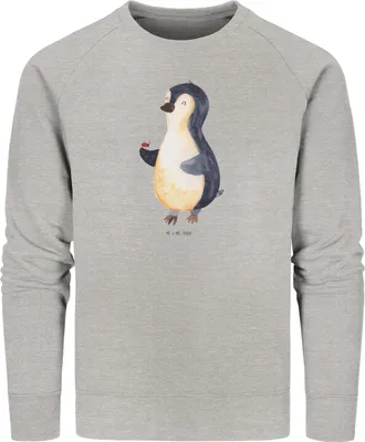 Produktbild von Mr. & Mrs. Panda Baumwoll Sweatshirt Pinguin Marienkäfer Größe XXL - Heather Grey - Geschenk, Organic, Wunder, Freude, Sweater, Pullover, Kleine, Liebe, Pulli, Aufmerksam