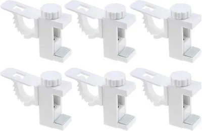 Image de 6 supports pour tringle à rideaux sans perçage - supports à pince - tringle à rideaux - crochets pour tringle - fixation pour tringle à rideaux