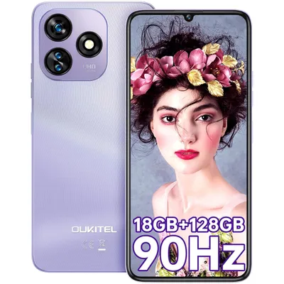 OUKITEL C51 Smartphone Ohne Vertrag, 18GB+128GB 5150mAh Handy Ohne 6.8'' 90Hz Bildschirm, 13MP+5MP GPS/Dual SIM 4G/Android 13 Handys, Violett