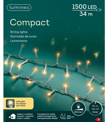 Produktbild von Lumineo Lichterkette COMPACT 1500 LED 34 m Soft Gold, transp. Kabel