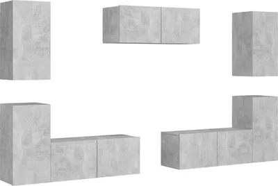 Produktbild von vidaXL 7-tlg. TV-Schrank-Set Betongrau Holzwerkstoff