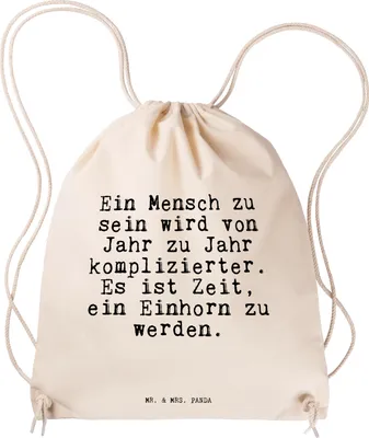 Produktbild von Mr. & Mrs. Panda Jutebeutel Ein Mensch zu sein... - Transparent - Geschenk, Turnbeutel, Spruch Sprüche Weisheiten Zitate Lustig Weisheit Worte, beutelrucksack, Einhorn