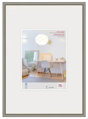 Zdjęcie produktu dla Rama na zdjęcia, plastik, wygląd przypominający stal, 40x50 cm, szkło akrylowe, Walther New Lifestyle