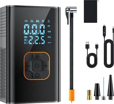Produktbild von 150 PSI Kabelloser Auto Reifenkompressor mit Digitalanzeige,  Elektrischer Luftkompressor mit Powerbank, 2000mah*2