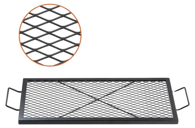 Immagine prodotto di VEVOR 810 x 380 x 25 mm X-Marks griglia per fuochi d'artificio, griglia rettangolare, griglia per barbecue in acciaio con manico, pentole da campeggio portatili per feste all'aperto, nero