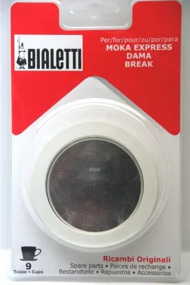 Produktbild von BIALETTI Gummidichtung und Filter für Aluminium Espressokocher 9 Tassen silber/weiß Gummi
