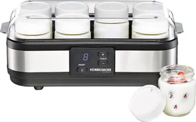 Productafbeelding van Yoghurtmaker JG 40, geschikt voor maximaal 1200 gram natuurlijke yoghurt, met 8 portieglaasjes, een timer van 18 uur en automatische uitschakeling