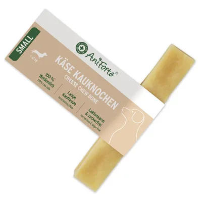 Produktbild von AniForte Käse Kauknochen für Hunde S 28-40 g – Natürlicher Kaukäse für Beschäftigung & Zahnpflege, kleine Hunde & Welpen < 10 kg, langlebiger Kauspaß