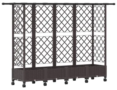Produktbild von vidaXL Hochbeet mit Rankgitter und Dach Braun 202,5 x 40 x 127 cm PP
