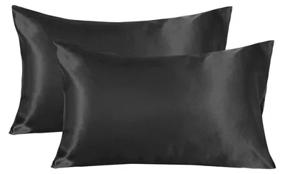Obrázok produktu pre Poťah na vankúš 40x80 cm, čierna farba, satén, polyester, zapínanie na obálku, 2 kusy