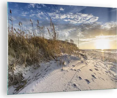 Produktbild von Bilder auf glas - Einteilig - Sand Gras Meer - 70x50cm - Glasbilder - Wandbilder - Bilder - zum Aufhängen bereit - Wanddekoration aus Glas - Glas Bilder - Wandbild auf Glas - GAA70x50-4781