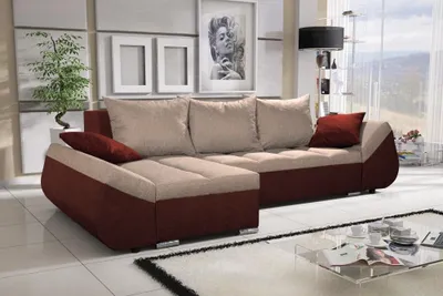 Produktbild von Ecksofa Sofa KLEO mit Schlaffunktion Braun-Beige Ottomane Links