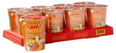 Image de Mama Instant Cup Noodles Bœuf 8x70g – Soupe rapide de nouilles au bœuf