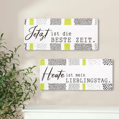 Zdjęcie produktu dla Gilde Schild, rechteckig, "Green Line", Spruch, Metall, weiß, B. 35 cm, H. 15 cm 58589 4063387585894 2 Stück (2-fach sortiert)