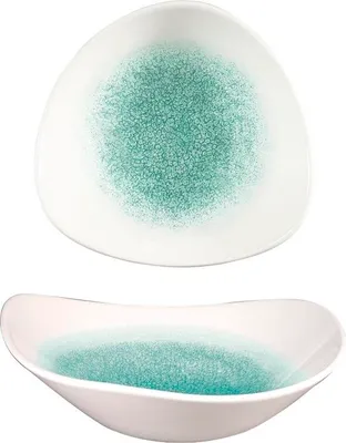 Produktbild von CHURCHILL Raku Jade green Teller tief, triangle, ø: 185 mm
