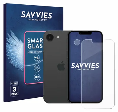 Produktbild von 3x Savvies Schutzglas Folie für Apple iPhone 17e (Display+Kamera) 9H Panzer Schutzfolie Glas Displayschutz klar transparent