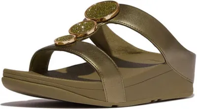 Produktbild von Fitflop Halo Bead-circle Metallic H-bar Sandalen Grün,Golden EU 36 Frau Grün,Golden EU 36