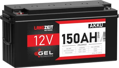 Produktbild von Gel Akku 150Ah 12V Langzeit Gel Technologie, hohe Zyklenfestigkeit, geringe Selbstentladung
