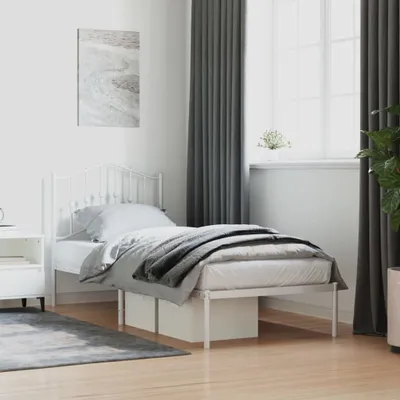 Produktbild von Cloris Designermöbel Bettgestell mit Kopfteil Metall Weiß 80x200 cm 2024 Neu