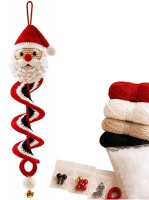 Immagine prodotto di Kit per realizzare un pupazzo di neve all'uncinetto con motivo a spirale 3D, ideale per creare decorazioni natalizie fai-da-te, perfetto per principianti