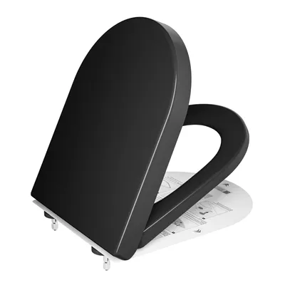Produktbild von WC-Sitz mit Absenkautomatik & Schnellverschluss Quick-Release Funktion Toilettensitz Toilettendeckel aus Duroplast Material,Schwarz