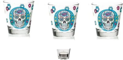 Produktbild von 3er Set Trinkgläser mit Totenkopf-Design, Metallic-Look, 250 ml, Serie T