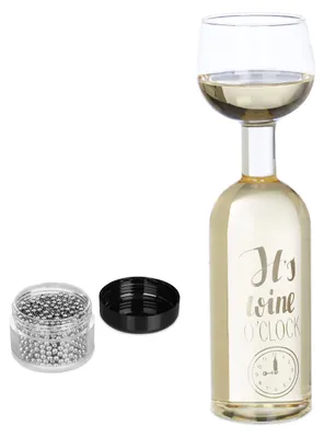XXL Weinglas mit Flasche 750 ml, transparent, inkl. Reinigungsperlen
