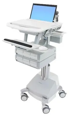 Produktbild von Ergotron StyleView, Multimedia-Wagen, Aluminium, Grau, Weiß, Aluminium, Kunststoff, Zink Stahl, Laptop, 9,1 kg, 43,9 cm (17.3")