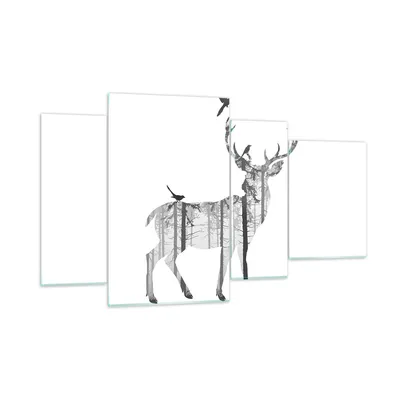 Produktbild von Bilder auf glas - Hirsch Herbst Wald Illustration - 120x70cm - Glasbilder - Wandbilder - Kunstdruck - zum Aufhängen bereit - Wanddekoration aus Glas - Glas Bilder - Wandbild auf Glas - GDL120x70-3159