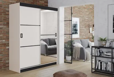 Produktbild von Retro Kleiderschrank 167 cm, Front Weiß. Variante: Weiß, 167x205x59
