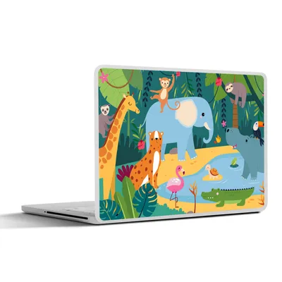 Produktbild von MuchoWow® Laptop Aufkleber Sticker Cover Dschungel - Design - Tiere - Kind 30x22 cm - Laptop-Sticker
