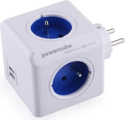 Immagine prodotto di ALLOCACOC Allocacoc PowerCube Originale estensione di alimentazione USB (E) 4 prese CA Blu, Bianco