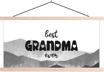 Produktbild von MuchoWow® Textilposter Oma - Muttertag - Oma Geschenk - schwarz und weiß 60x30 cm mit holzfarbenen Rahmen - Dekoration