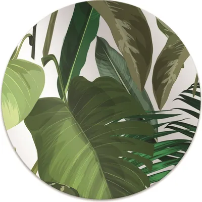 Produktbild von Rundmatte - Stuhlunterlage Bürostuhlunterlage - Rund Ø 100 cm - Bodenmatte - Fußmatte - Tropische Blätter