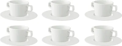 Produktbild von Palmer White Delight, Suppentasse Set mit Untertassen, Ø 19 cm 30 cl, Weiß Porzellan, 6er Set