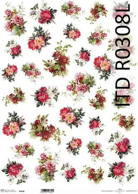 Immagine prodotto di Carta di riso per decoupage A3 ITD-0308L Fiori Rose