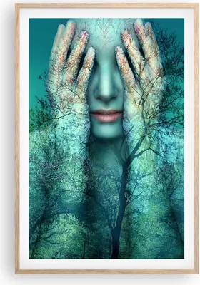 Produktbild von Gerahmtes Poster - Rahmen in heller Eiche - Frau Natur Grafik - 61x91,5 cm - Wand Bild - Wanddeko - Wandbilder - Wandposter - Bilderrahmen - Bilder - Kunstdruck - Wandbild - P2NPA61x91-4254
