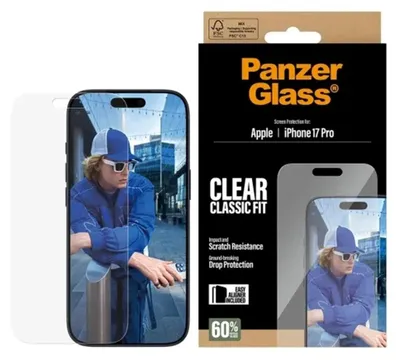 Produktbild von PanzerGlass ® Displayschutz iPhone 17 Pro Max | Classic Fit m. EasyAligner, Apple, Apple - iPhone 17 Pro Max, Trockene Anwendung, Kratzresistent, Schockresistent, Transparent, 1 Stück(e)