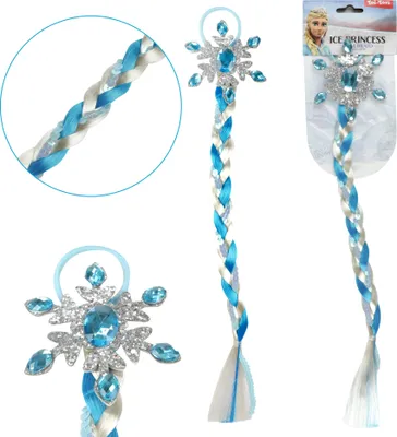 Obrázok produktu pre Toi-Toys - ICE PRINCESS vrkoč do vlasov ľadová princezná elastické vlasy kostým karneval