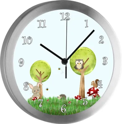 Produktbild von Funkuhr, Kinder Wanduhr, Kinderuhr, Kinderzimmer  Waldwiese